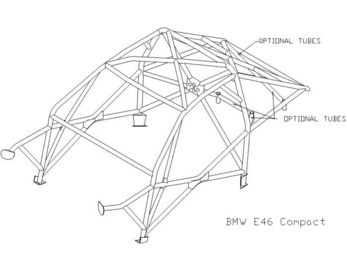 BMW E46 Compact International Multipoint T45 roll cage kit. FIA Certificated