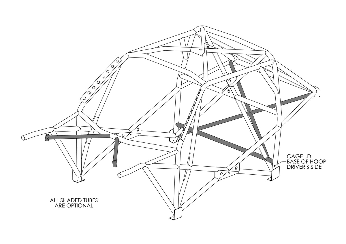 FORD Escort Mk2 2020 Spec Multipoint T45 roll cage kit. FIA/MSUK Certificated 